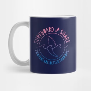 Surfboard And Shark Funny Summer Beach Mug